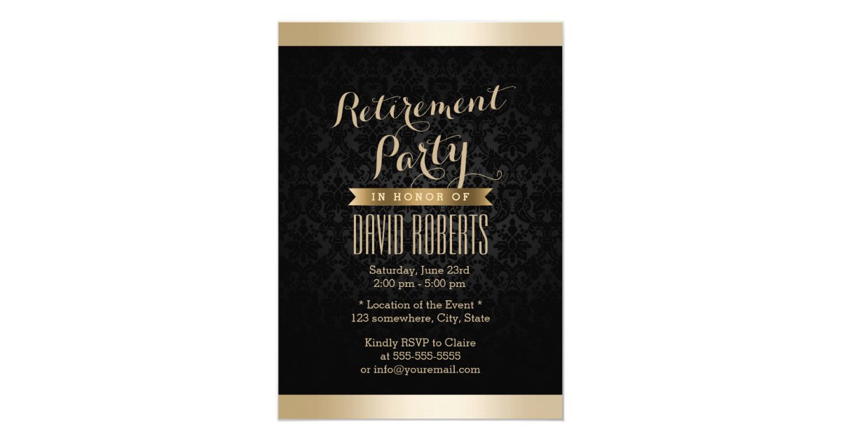 Damask Retirement Invitations 4