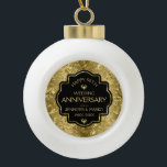 Black & Gold Damasks 50th Wedding Anniversary Ceramic Ball Christmas Ornament<br><div class="desc">Elegant black and shiny gold background customizable 50th wedding anniversary template.</div>