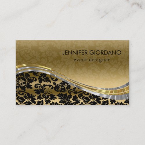 Black  Gold Damasks Business Card