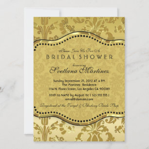Black & Gold Danasks Bridal Shower Invite