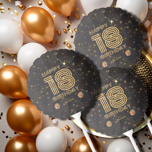 Black Gold Dancing Disco Ball 18th Happy Birthday Balloon