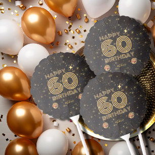 Black Gold Dancing Disco Ball 60th Happy Birthday Balloon