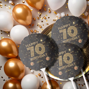 Black Gold Dancing Disco Ball 70th Happy Birthday Balloon