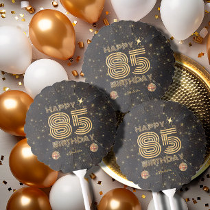 Black Gold Dancing Disco Ball 85th Happy Birthday Balloon