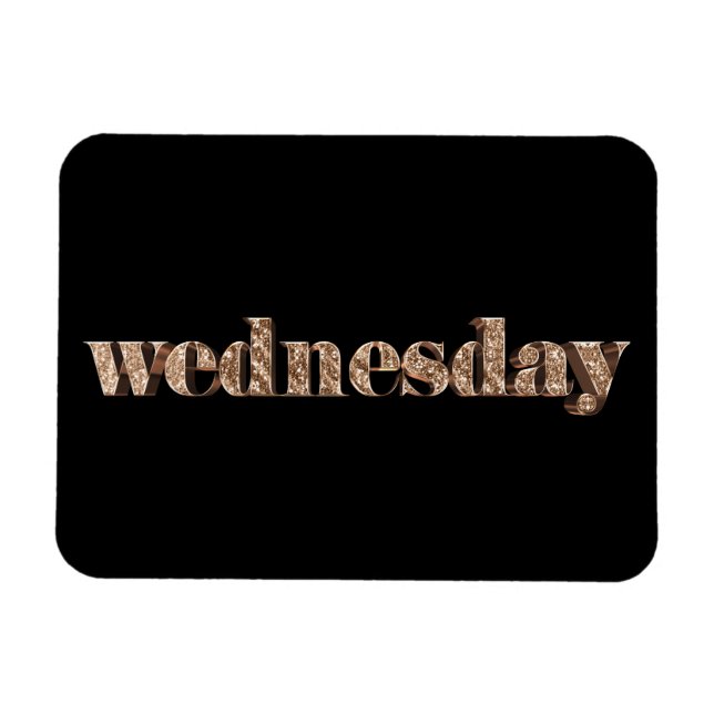 Black Gold Days of The Week Wednesday Typography Magnet (Horizontal)