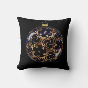 Black Gold Decorative Glitter Ball Merry Christmas Throw Pillow