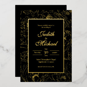 Black Gold Deluxe Evening Wedding Foil Invitation