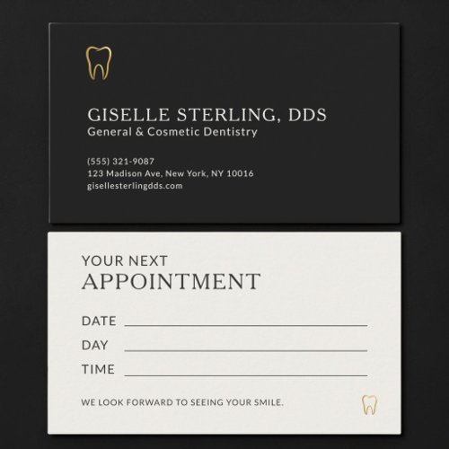 Black & Gold Dentist Appointment Business Card