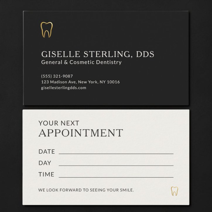 Black Gold Dentist Appointment Business Card