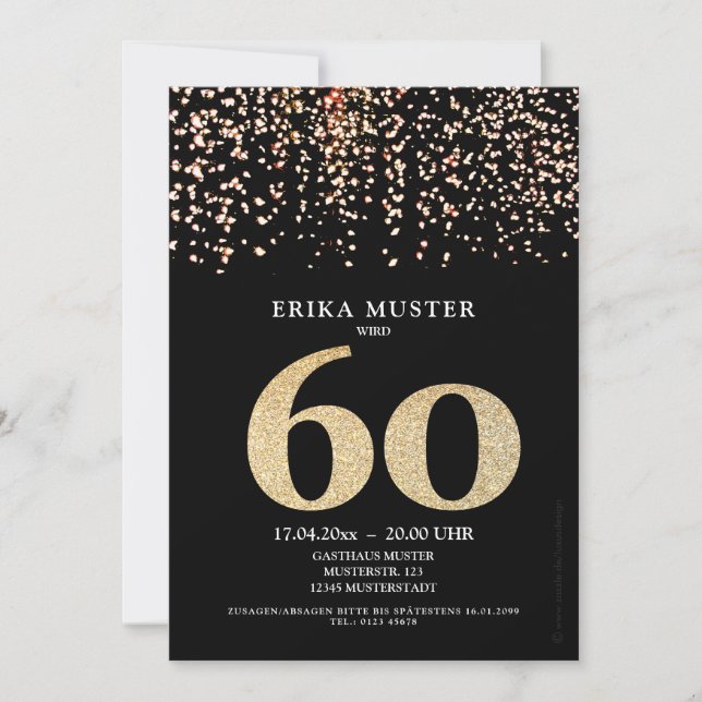 Black Gold Design Invitations 60th Birthday (Front)