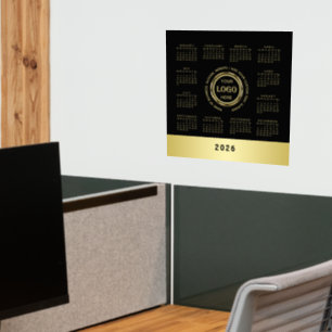 Black & gold design, Logo or Photo, calendar Wall Decal
