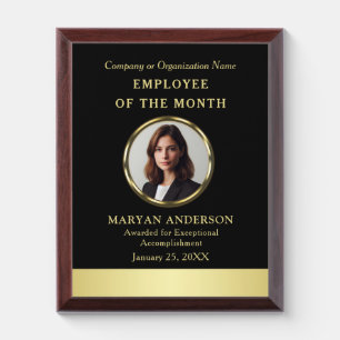 Black & gold design, Logo or Photo in gold circle, Award Plaque