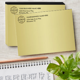 Black & gold design, Logo or Photo in gold circle, Envelope