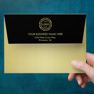 Black & gold design, Logo or Photo in gold circle, Envelope