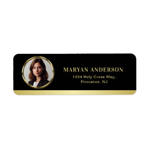 Black & gold design, Logo or Photo in gold circle, Label
