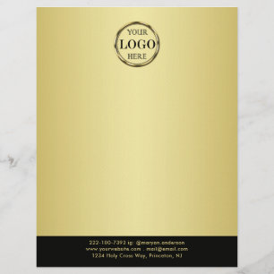 Black & gold design, Logo or Photo in gold circle, Letterhead