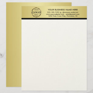 Black & gold design, Logo or Photo in gold circle, Letterhead