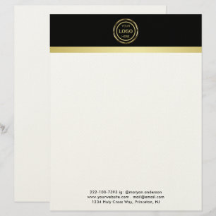 Black & gold design, Logo or Photo in gold circle, Letterhead