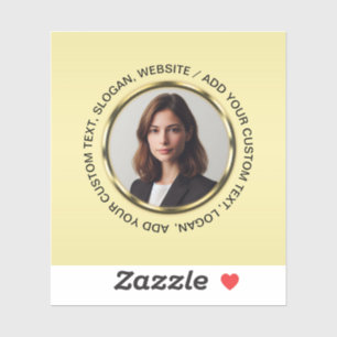 Black & gold design, Logo or Photo in gold circle, Sticker