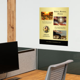 Black & gold design, Logo or Photo in gold circle, Wall Decal