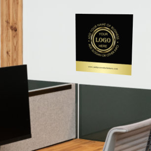 Black & gold design, Logo or Photo in gold circle, Wall Decal