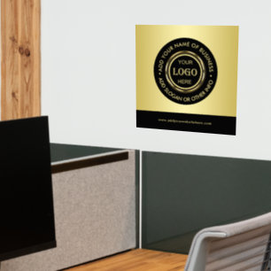 Black & gold design, Logo or Photo in gold circle, Wall Decal