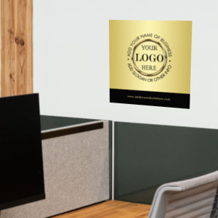 Black & gold design, Logo or Photo in gold circle, Wall Decal
