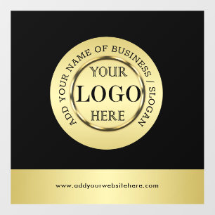 Black & gold design, Logo or Photo in gold circle, Wall Decal