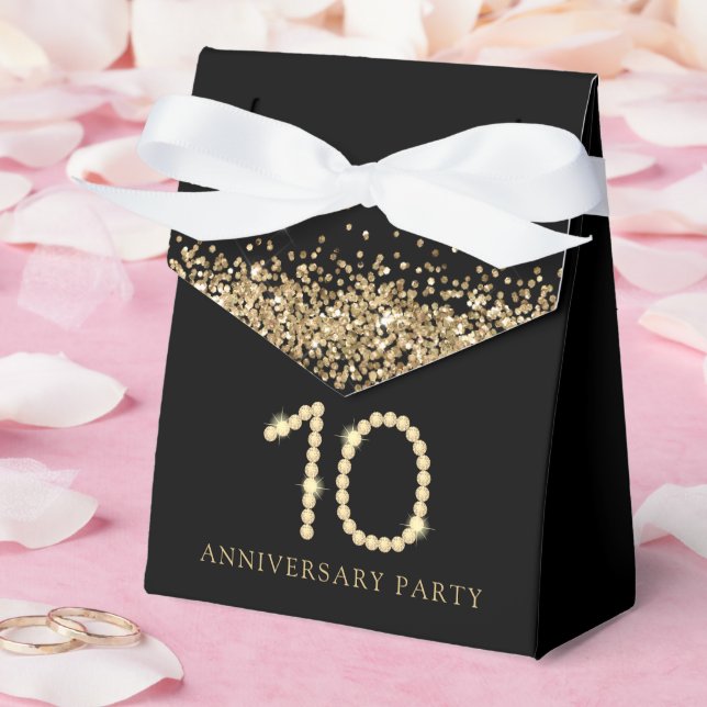 Black & Gold Diamond 10th Anniversary gift Favor Boxes (Wedding)
