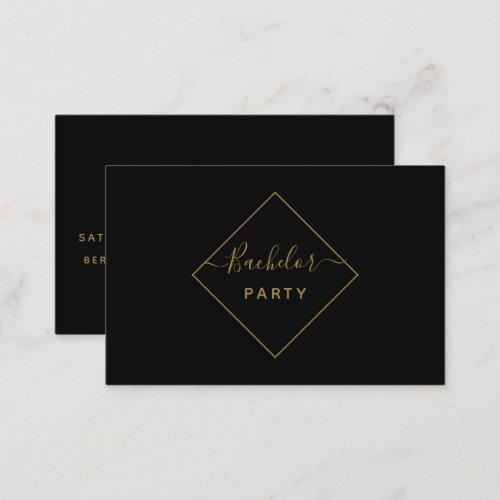 Black  Gold Diamond Bachelor Party Ticket Invite