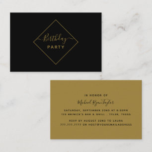 Black & Gold Diamond Birthday Party Ticket
