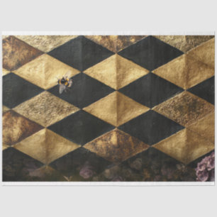 Black & Gold Diamond Checkers Pattern Tissue Paper
