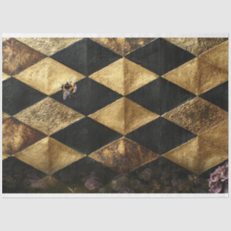 Black & Gold Diamond Checkers Pattern  Tissue Paper