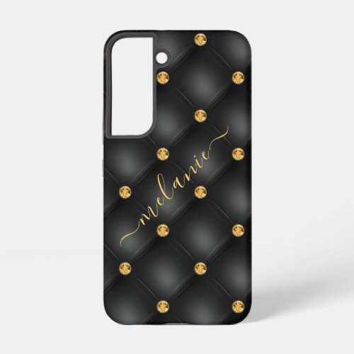 Black Gold Diamond Custom Name Samsung Galaxy Case