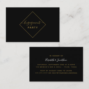 Black & Gold Diamond Engagement Party Ticket