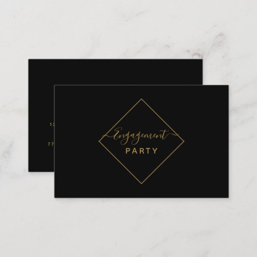 Black  Gold Diamond Engagement Party Ticket