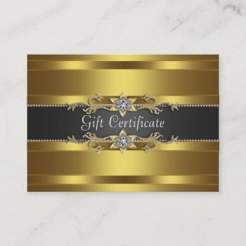 Black Gold Diamond Gold Business Gift Certficate Discount Card by CorporateCentral at Zazzle