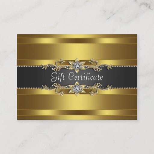 Customizable Black Gold Diamond Gold Business Gift Certficate Business Card Template