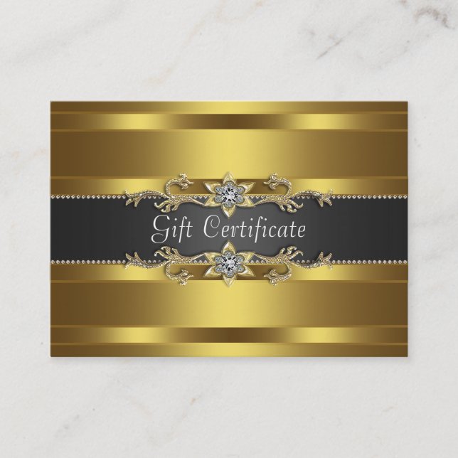 Black Gold Diamond Gold Business Gift Certficate Discount Card (Front)