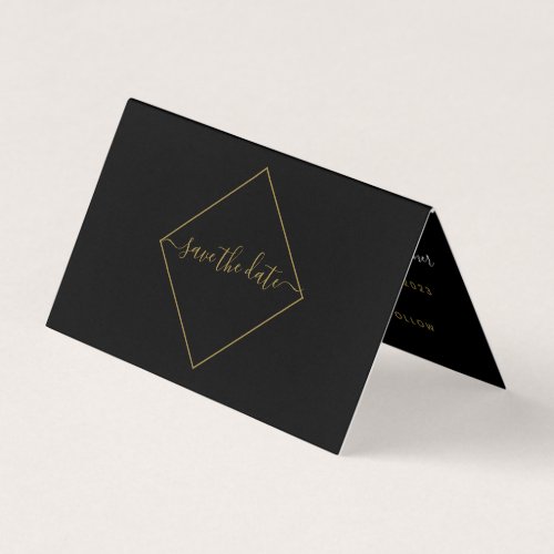 Black  Gold Diamond Photo Save The Date Card