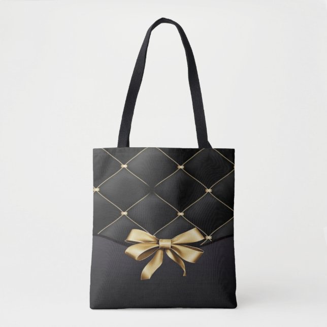  Black & Gold Diamond Tote Bag (Front)
