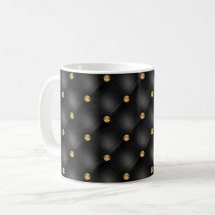 Black Gold Diamond Tufted Coffee Mug