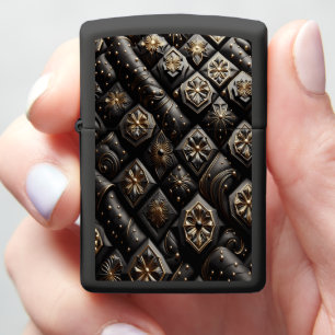 Black Gold Diamond Tufted Luxe Zippo Lighter