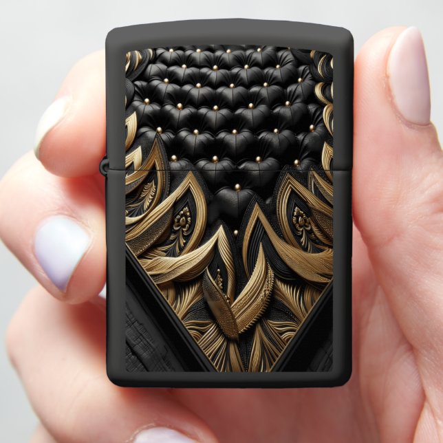 Black Gold Diamond Tufted Royale Zippo Lighter (In Hand)