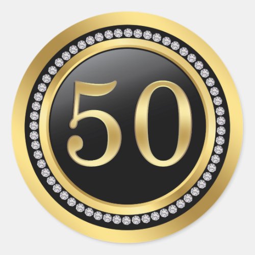 Black  gold diamonds 50th Wedding Anniversary Classic Round Sticker