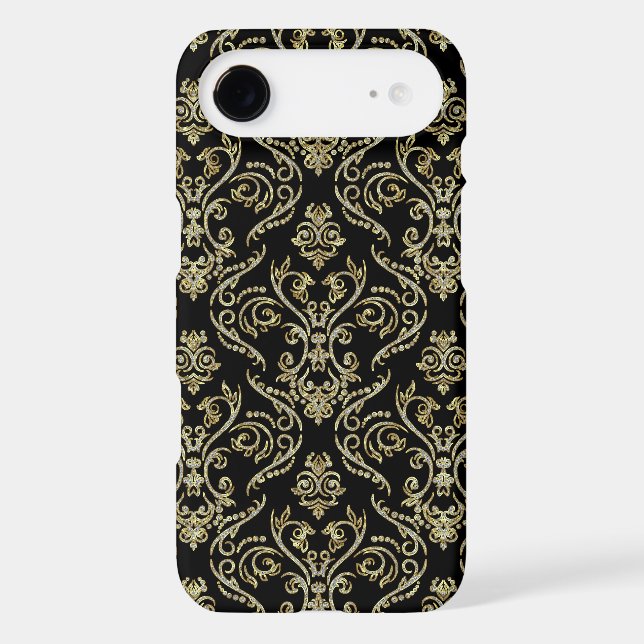 Black Gold & Diamonds Floral Damasks Case-Mate iPhone Case (Back)