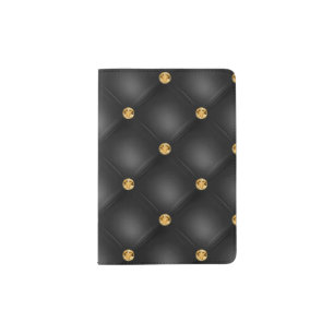 Black Gold Diamonds Tufted Passport Holder