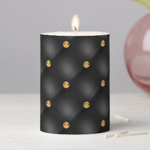 Black Gold Diamonds Tufted Pillar Candle