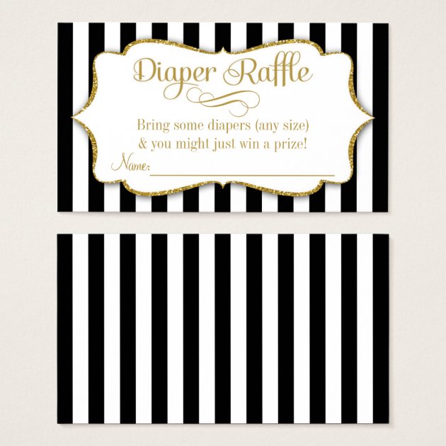 Black Gold Diaper Raffle Invitations Boy Baby Shower