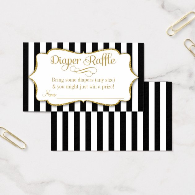 Black Gold Diaper Raffle Invitations Boy Baby Shower